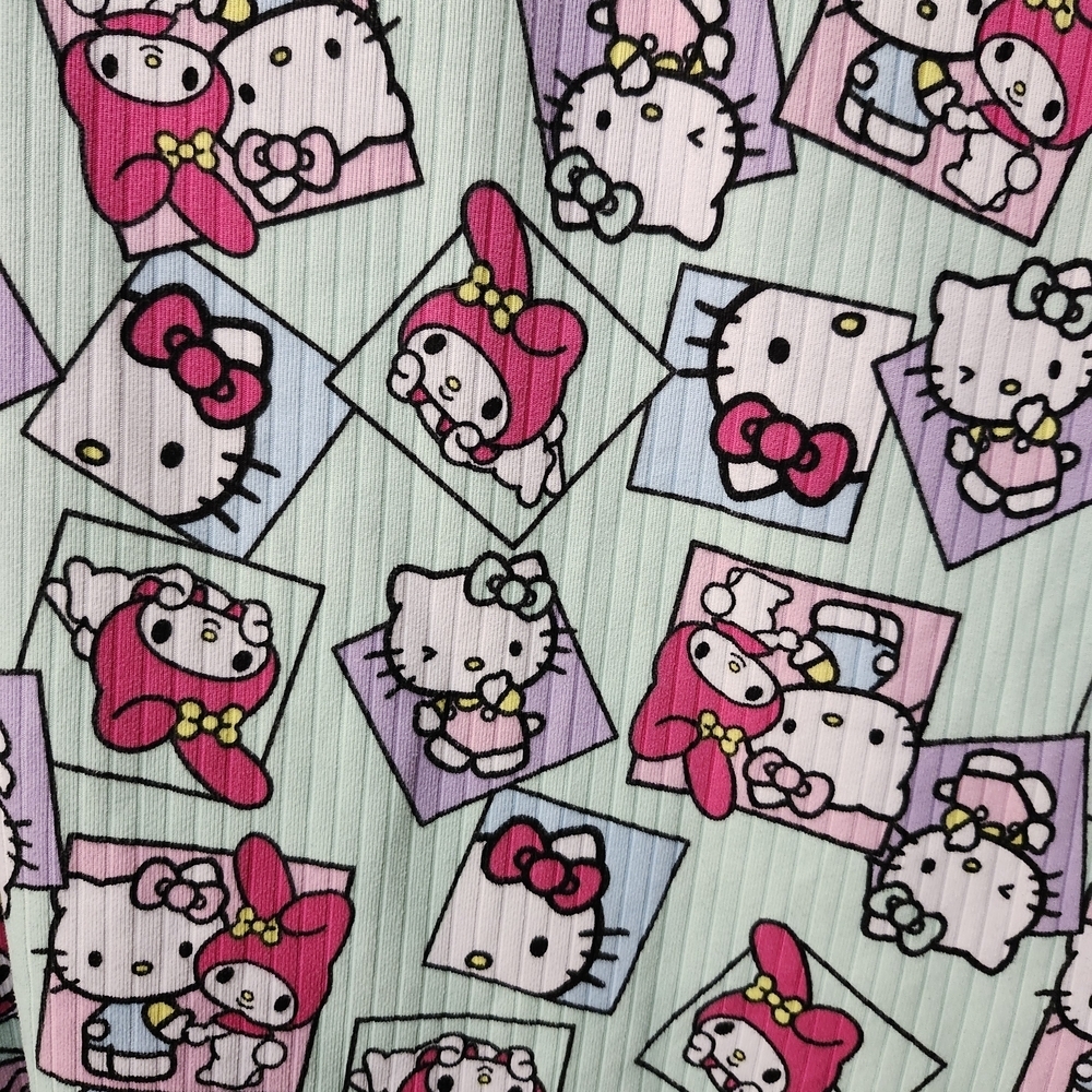 Women's Hello Kitty And Friends By Sanrio Light Green And Pink Pajama Set XL - Picture 3 of 10